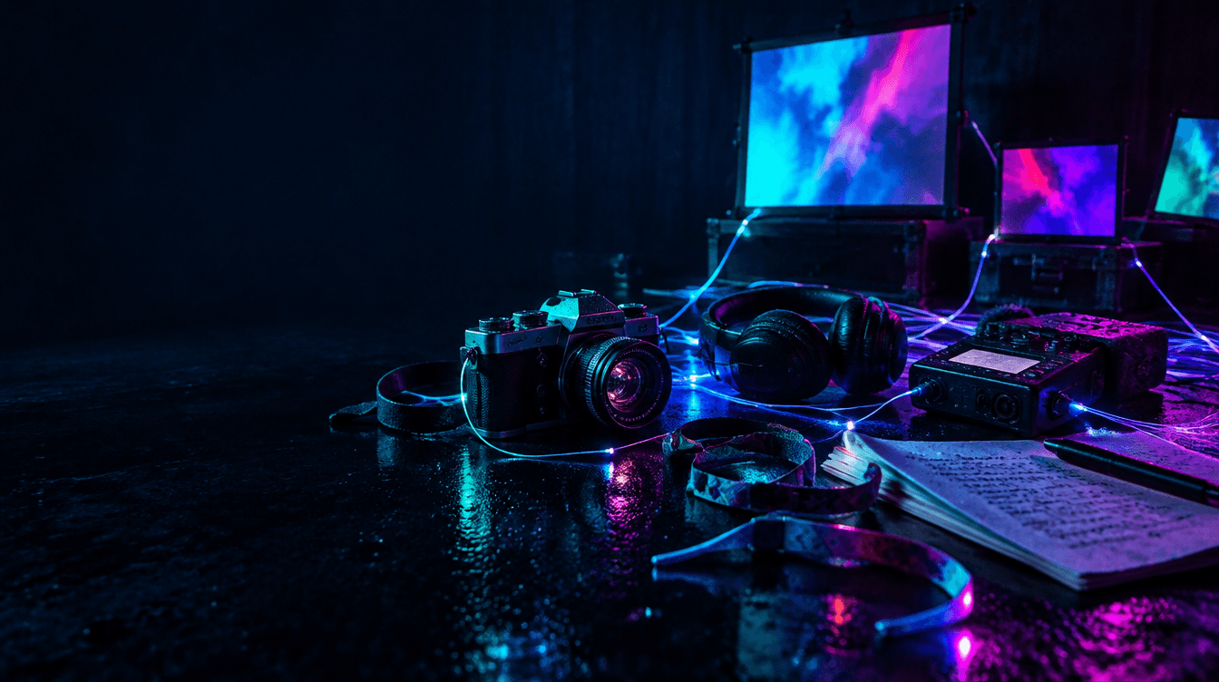 Colorful creator workspace illuminated by GetOnVibe light